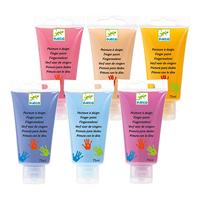 6 tubes vingerverf van DJECO roze - thumbnail