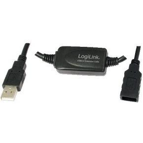 LogiLink UA0145 USB-kabel USB 2.0 USB-A stekker, USB-A bus 15.00 m Zwart