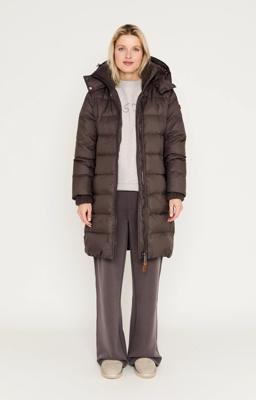 Moscow 12-08-brandylong Winterjassen Dark Brown Solid