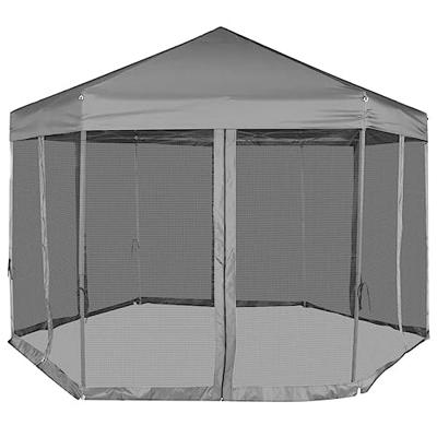 Partytent pop-up zeshoekig met 6 zijwanden 3,6x3,1 m grijs - thumbnail