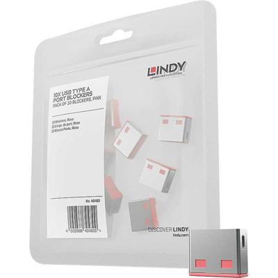 LINDY USB-Lock USB-A-poortslot Set van 10 stuks Roze Zonder sleutel