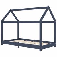 Kinderbedframe massief grenenhout grijs 80x160 cm - thumbnail