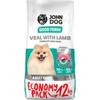 JOHN DOG Good Form Hondenvoer voor volwassenen, honden, kleine rassen, droogvoer voor honden, droogvoer voor honden, vrij van multen, kalfsvlees met lam, 12 kg - thumbnail