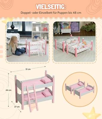 Houten Poppen Stapelbed - Puntos Grijs - thumbnail
