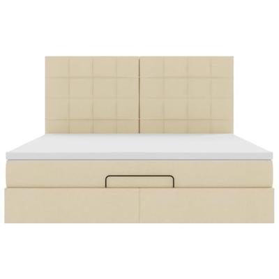 Ottoman bed met matras 180x200cm stof crèmekleurig