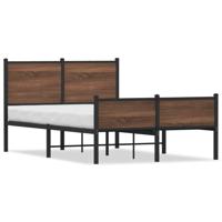 Bedframe hoofd- en voeteneinde metaal bruin eiken 120x190 cm - thumbnail
