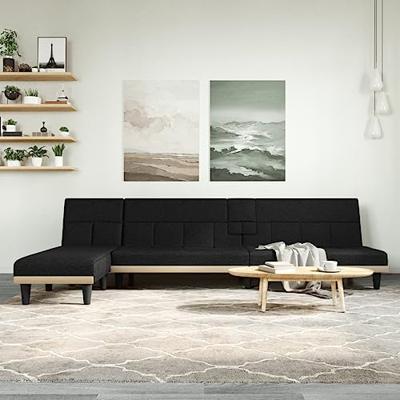 Slaapbank L-vormig 255x140x70 cm fluweel zwart