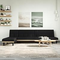 Slaapbank L-vormig 255x140x70 cm fluweel zwart - thumbnail