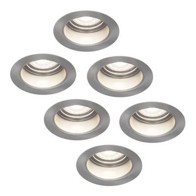 Set van 6 Mari - LED platte inbouwspots met lage inbouwdiepte 58mm - 3,8 Watt 270 Lumen - 6000K Daglicht wit - GU10 LED Module - Verzonken - Dimbaar - Rond - IP65 waterdicht - RVS
