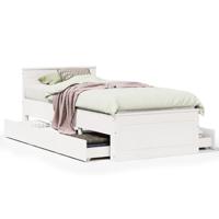 Bedframe met hoofdbord zonder matras grenenhout wit 75x190 cm - thumbnail