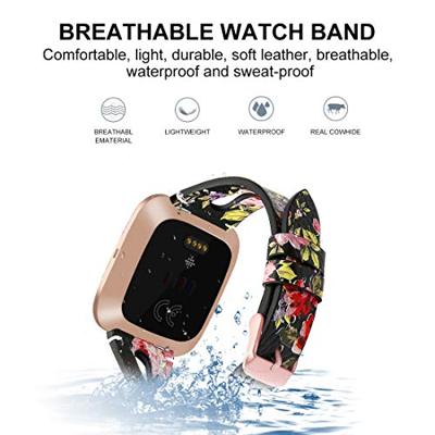 Fitbit Versa 1 / 2 & Lite bandje TPU leer - Bloemenprint - thumbnail