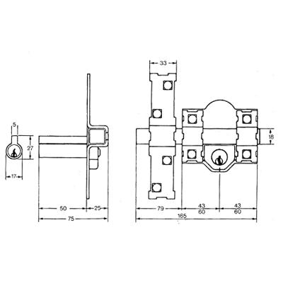 Veiligheidsslot Fac 301-l/80 Nikkel Staal 50 mm 80 mm