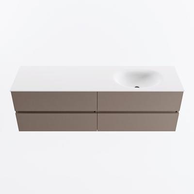 MONDIAZ VICA 160cm badmeubel onderkast Smoke 4 lades. Wastafel MOON rechts zonder kraangat, kleur Talc.