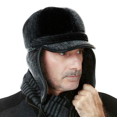 Herfst en Winter Imitatie Mink Fur Warm Bombrt Hoeden Flight Cap voor mannen van middelbare leeftijd Grootte:L(58-60cm)(Grijs)