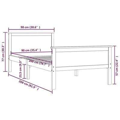 Bedframe massief grenenhout honingbruin 90x200 cm