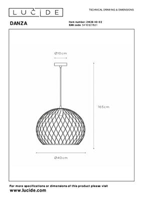 Lucide DANZA - Hanglamp - Ø 40 cm - 1xE27 - Mat Goud / Messing