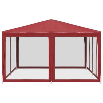 Partytent met 8 mesh zijwanden 4x4 m HDPE rood - thumbnail