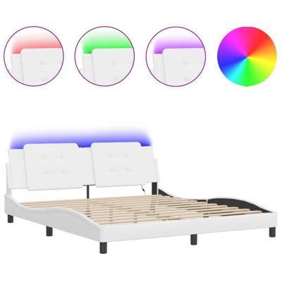 Bedframe met LED zonder matras "Zadar" kunstleer wit 180x200 cm