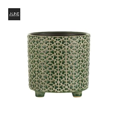 J-Line bloempot Bloem - keramiek - groen - large - Ø 16.5 cm