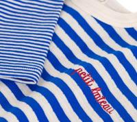 Baby T-shirt van katoen met lange mouwen, gestreept PETIT BATEAU blauw - thumbnail