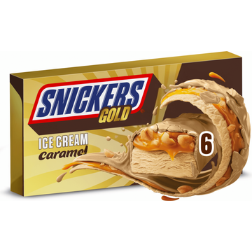 Snickers Gold ijs repen caramel 6pack bij Jumbo Snickers Gold ijs repen caramel 6pack bij Jumbo