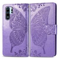 Butterfly Love bloemen reliëf horizontale Flip lederen case voor Huawei P30 Pro met houder & kaartsleuven & portemonnee & Lanyard (licht paars) - thumbnail