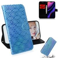 Voor iPhone 11 effen kleur kleurrijke magnetische Buckle horizontale Flip PU lederen draagtas met houder & kaartsleuven & portemonnee & Lanyard (blauw - thumbnail