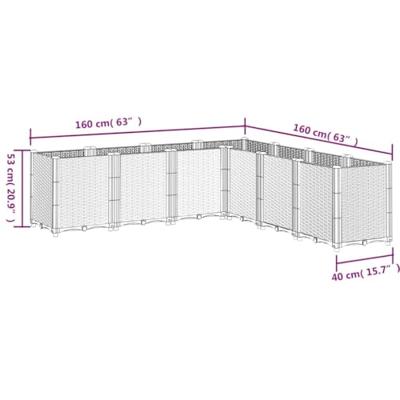 VidaXL Plantenbak 160x160x53 cm polypropeen grijs