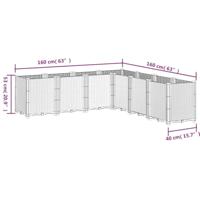 Plantenbak 160x160x53 cm polypropeen grijs - thumbnail