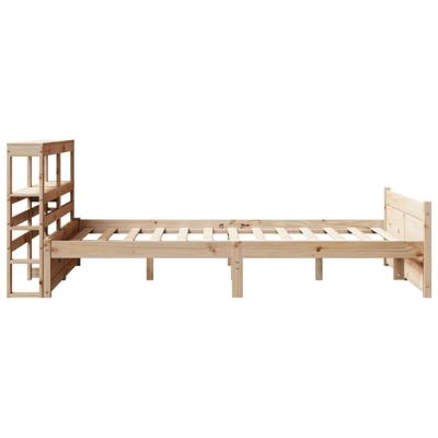 Bedframe met hoofdbord massief grenenhout wit 140x200 cm