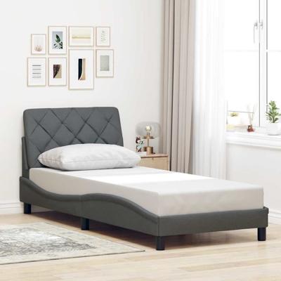Bedframe met LED zonder matras 80x200 cm stof donkergrijs
