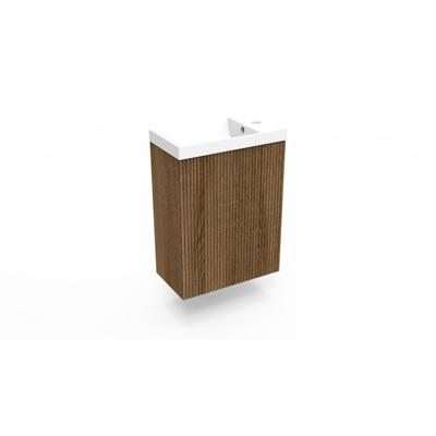 Fonteinkast Cafe Oak Arcqua Ridge 40x55x28 cm Incl. Fontein Mat Wit Met Overloop Arcqua