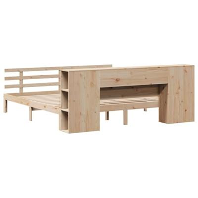 Bed met boekenkast zonder matras massief grenenhout 200x200 cm