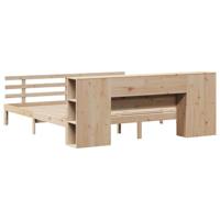Bed met boekenkast zonder matras massief grenenhout 200x200 cm - thumbnail