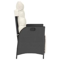 Tuinstoelen 2 st verstelbaar met voetensteun poly rattan zwart - thumbnail
