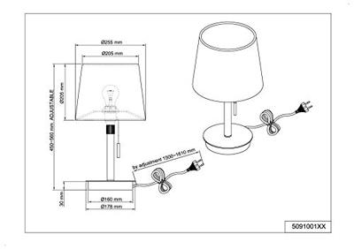 Trio SchemerlampLyon messing mat met wit - 509100108