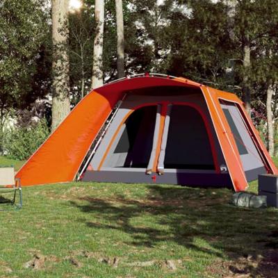VidaXL Tent met luifel 9-persoons snelontgrendeling grijs en oranje VidaXL Tent met luifel 9-persoons snelontgrendeling grijs en oranje
