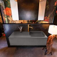 Badkamermeubelset Mondiaz Erin 120 cm met 1 Lade met RIDGE Wastafel Rechts Dark grey met 1 kraangat Greeploos Mat Dark Grey - thumbnail