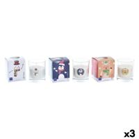 Kaars DKD Home Decor Blauw Wit Bruin Pinguïn Rendier Sneeuwpop Kerstmis 8 x 8 x 9 cm (36 Onderdelen) (3 Stuks) - thumbnail