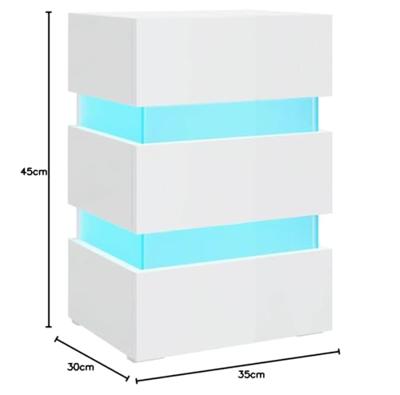 326846 Nachtkastje LED 45x35x67 cm bewerkt hout hoogglans wit