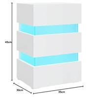 326846 Nachtkastje LED 45x35x67 cm bewerkt hout hoogglans wit - thumbnail