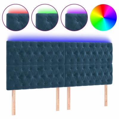 Hoofdbord LED 200x7x118/128 cm fluweel donkerblauw