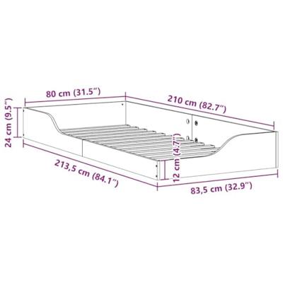 Bedframe Wasbruin 80 x 210 cm Massief hout Bedframe Wasbruin 80 x 210 cm Massief hout