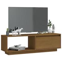 Tv-meubel 110x30x33,5 cm massief grenenhout honingbruin - thumbnail