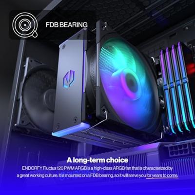 endorfy Fluctus 120 PWM ARGB PC-ventilator Zwart (b x h x d) 120 x 120 x 25 mm Incl. LED-verlichting