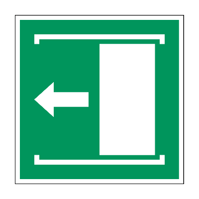 Deur naar links schuiven om te openen - 100 x 100 mm - Sticker