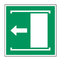 Deur naar links schuiven om te openen - 100 x 100 mm - Sticker - thumbnail