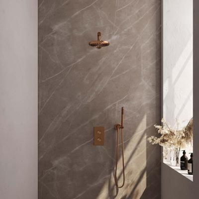 Brauer Copper Edition Thermostatische Regendoucheset Inbouw - Hoofddouche 20 cm - Rechte Wandarm - 3 Weg - Handdouche Staaf - Doucheslang - Wandaansluitbocht