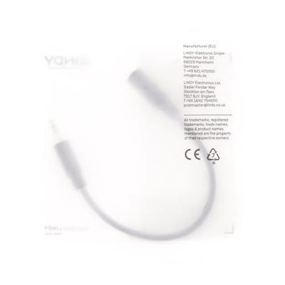 LINDY 35699 35699 Jackplug Audio Adapterkabel [1x Jackplug male 3,5 mm - 1x Jackplug female 2,5 mm] Zwart