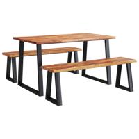 3-delige Eethoek met natuurlijke rand massief acaciahout - thumbnail